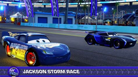 Lightning Mcqueen Vs Jackson Storm Cars Driven To Win Youtube