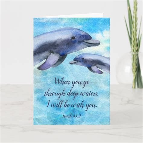 Pretty Watercolor Dolphins Scripture Verse Card