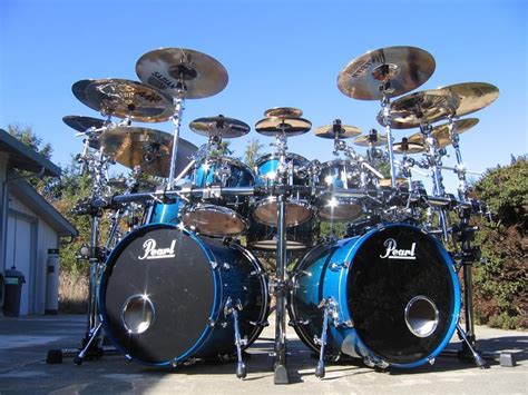 Pearl Masters Double Bass Kit Sapphire Blue Sparkle Cool Drum Kits