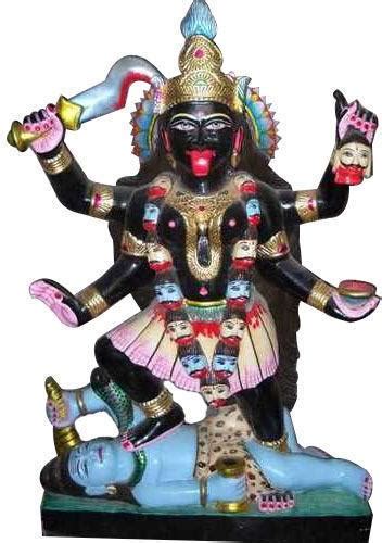 Marble Mahakali Statue For Temple Office Home Pattern Plain