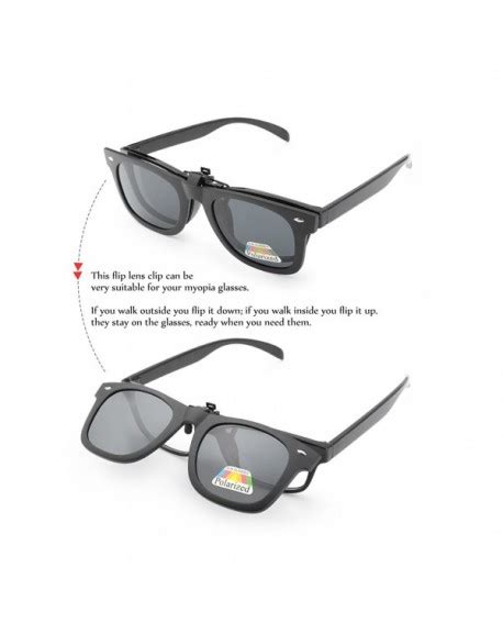 Polarized Clip On Flip Ups Sunglasses Wayfarer Style Tr90 Frame Uv400 Driving Gray Cr185w4nrmk