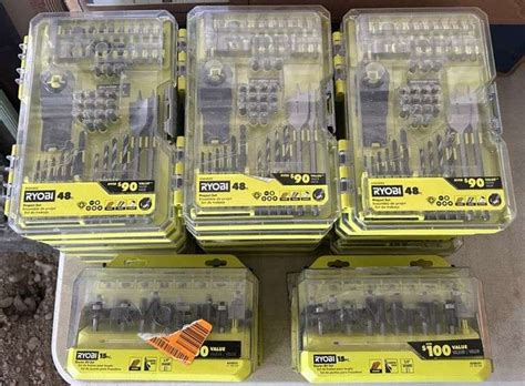 15) Ryobi 48-Piece Project Set, 4) Ryobi 15-Piece Router Bit Set ...