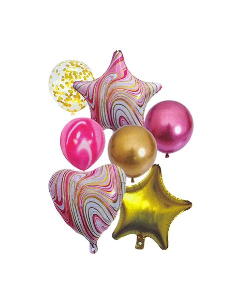 Set Globos Corazón Estrella Ágata Globos Metálicos Cotillón Activ