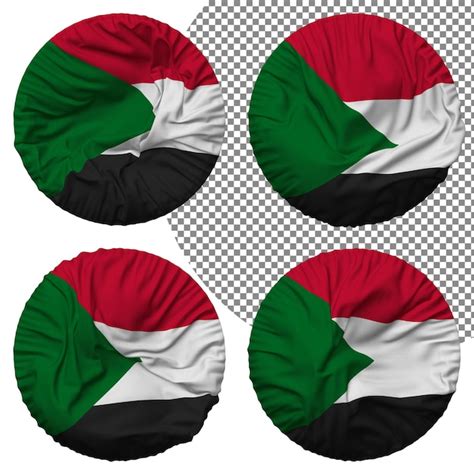 Premium Psd Sudan Flag Round Shape Isolated Different Waving Style Bump Texture 3d Rendering