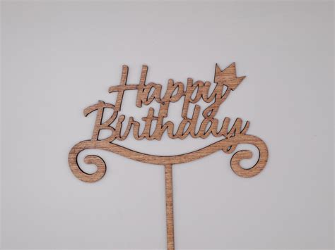 Laser Cut Wooden Happy Birthday Cake Topper SVG DXF CDR AI PDF Free