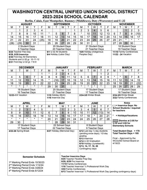 School Year Calendar - U-32 MSHS