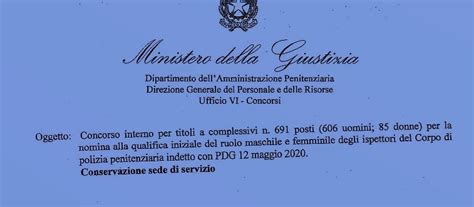 Polizia Penitenziaria Concorso Interno Ispettori Istanza