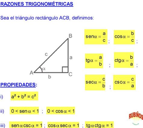 Seno Coseno Tangente Cotangente Secante Y Cosecante En Un Triangulo Rectangulo Ejercic