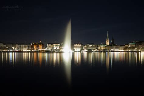 Nature Landscape Architecture Water Lights Reflection Night Hamburg