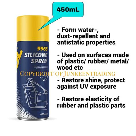 Mannol 9963 Silicone Spray 450mL Lubricate Rubber Seals Of Window