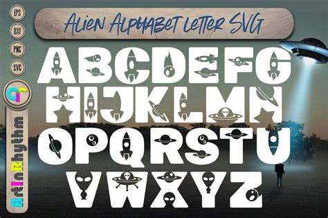 Aliens Alphabets Letter Svg Bundle Ufo A Z Font SVG Etsy