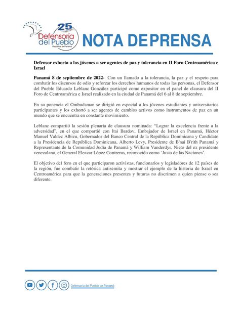 Defensoría del Pueblo de Panamá on Twitter Defensor exhorta a los