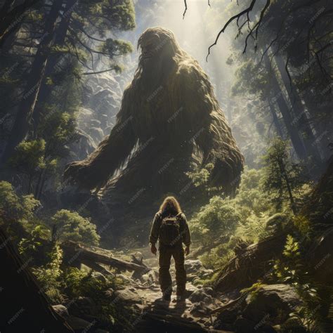 Premium Photo | The Enigmatic Encounter Bigfoot's Secret Hideout among