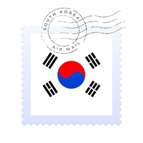 Premium Vector South Korea Postage Mark National Flag Postage Stamp Isolated On White