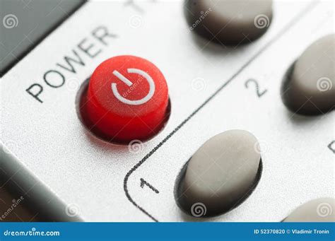 Red Power Button On The Remote Control Stock Photo Image Of