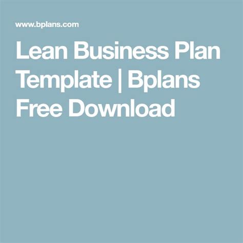 Lean Business Plan Template | Bplans Free Download | Business plan ...