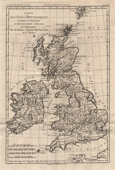 Carte Des Isles Britanniques British Isles Bonne Old Antique Map