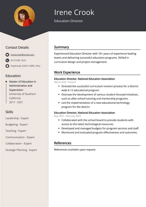 Education Director Resume Example for 2025 (Skills & Templates)
