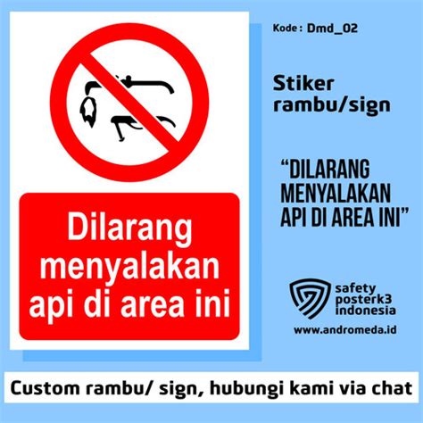 Jual Stiker Vinyl Sign Rambu K3 Dilarang Menyalakan Api Di Area Ini