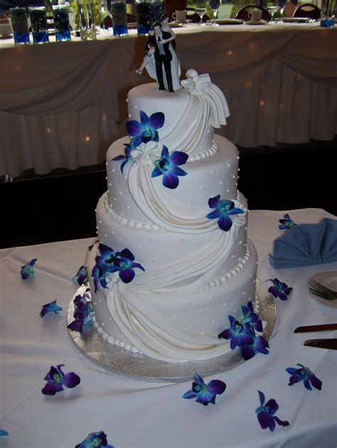 Blue Orchid Wedding Cake