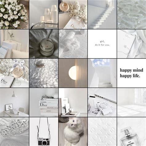 100 Pcs White Wall Collage Kit White Clean Aesthetic Photo Collage White Pictures Room Decor