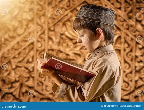 Muslim Boy Reading Holy Islamic Book Quran Stock Image Image Of Allah