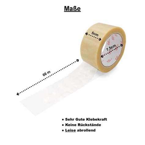 PVC Klebeband 66 M X 50 Mm Transparent Leise Abrollend 2 95