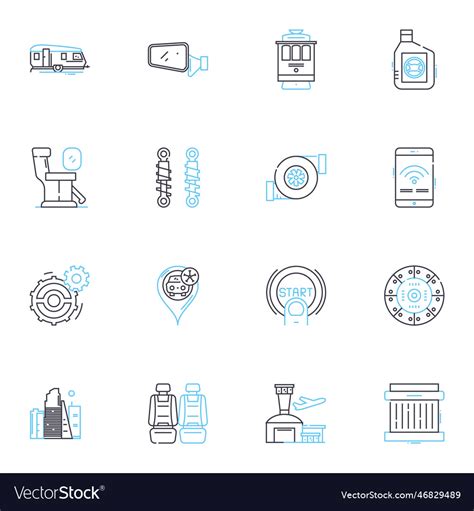 Motorist Linear Icons Set Driver Commuter Car Vector Image