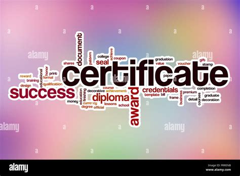 Certificate Word Cloud Concept With Abstract Background Stock Photo Alamy