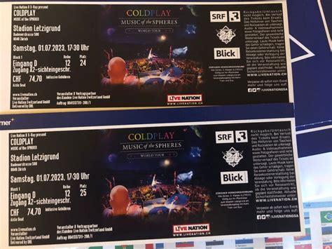 Coldplay Tickets Sitzpl Tze Nebeneinander Kaufen Auf Ricardo