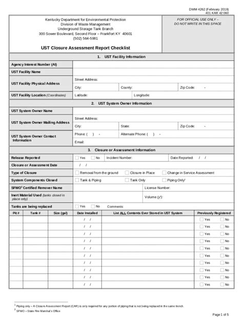 Dwm Ust Closure Assessment Report Checklist Doc Eec Ky Doc