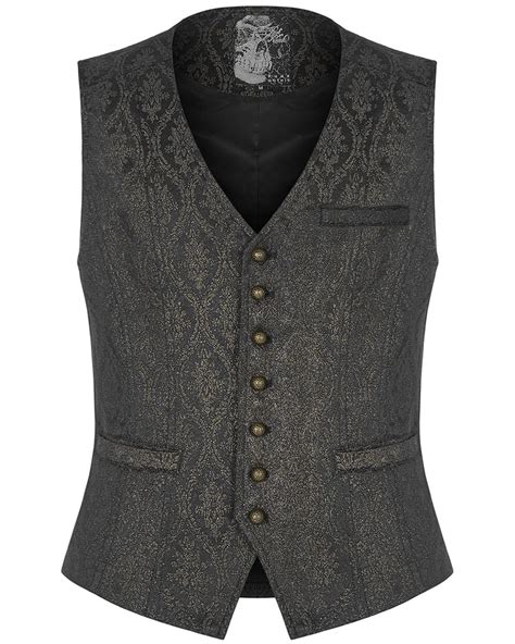 Punk Rave Mens Ottensian Steampunk Waistcoat Vest Black And Gold