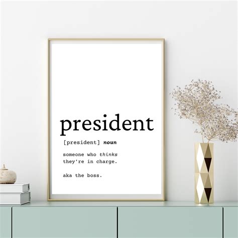 President Definition Wall Art President Gift Idea President - Etsy