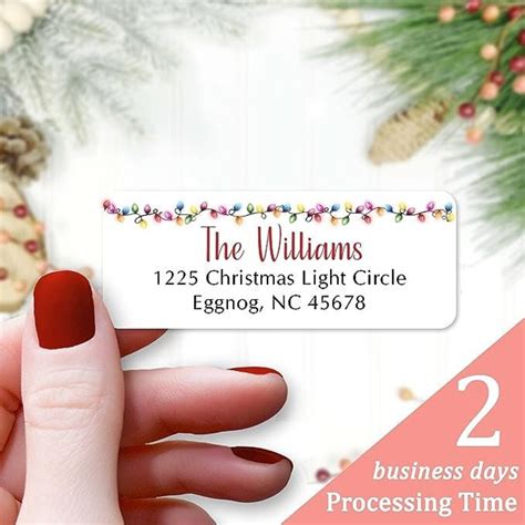 Personalized Christmas Address Labels Lights Custom Holiday Return Address Labels, Set of 120 ...