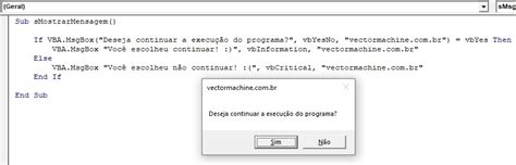 Como Usar Caixa De Mensagem MsgBox No VBA Vector Machine