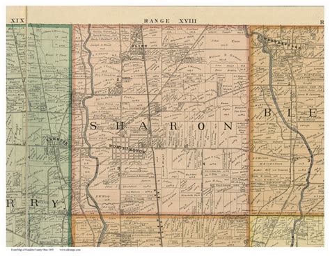 Sharon Ohio 1895 Old Town Map Custom Print Franklin Co Old Maps