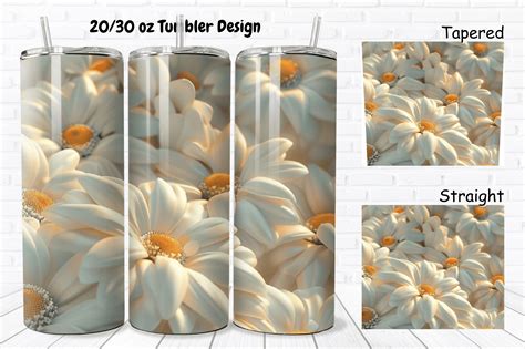 3d Daisies 20 30 Oz Skinny Tumbler Wrap Graphic By Regulrcrative