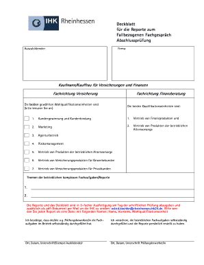 Ausfüllbar Online rheinhessen ihk24 Formular Deckblatt Report data 1