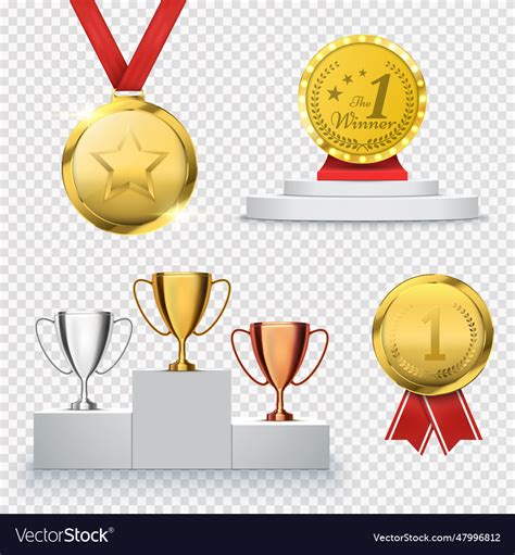 Set of winner trophy isolated on transparent Vector Image