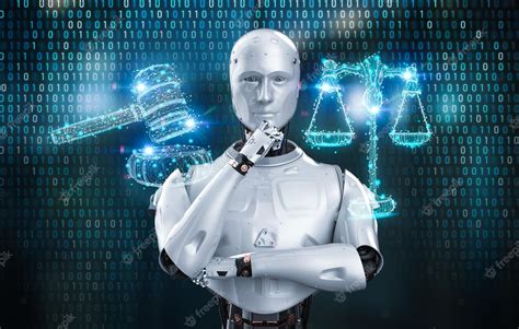 Concepto De Derecho Cibernético O Derecho De Internet Con Renderizado 3d Ai Robot Y Escala De