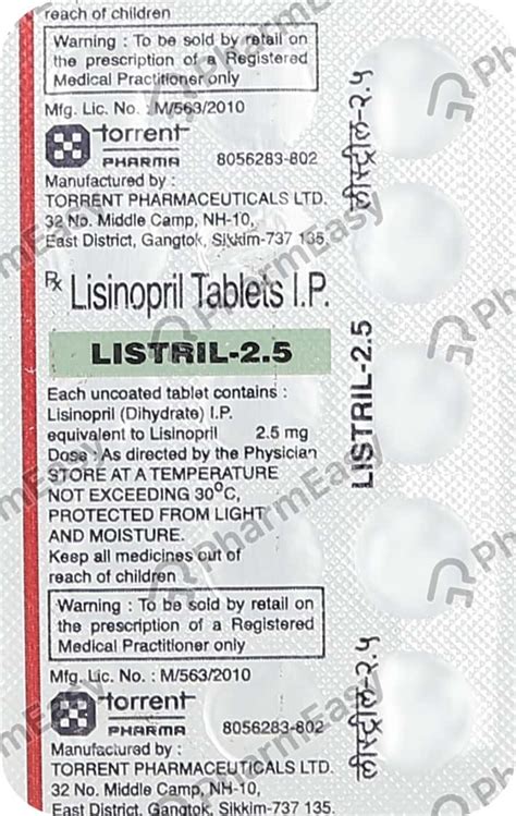 Listril Mg Tablet Uses Side Effects Price Dosage Pharmeasy