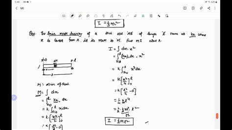 Moment Of Inertia Rod Of Non Uniform Mass Density Youtube