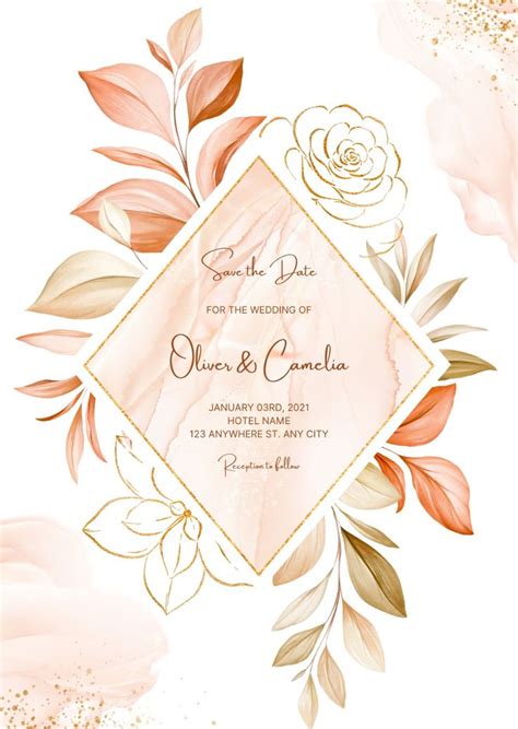 Templates Floral Wedding Invitation Card Wedding Invitations