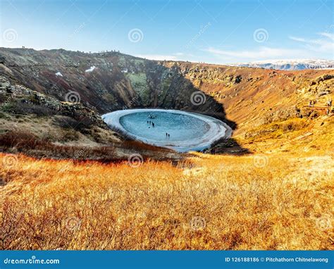 Kerid Crater in Winter Season, Iceland Stock Photo - Image of south ...