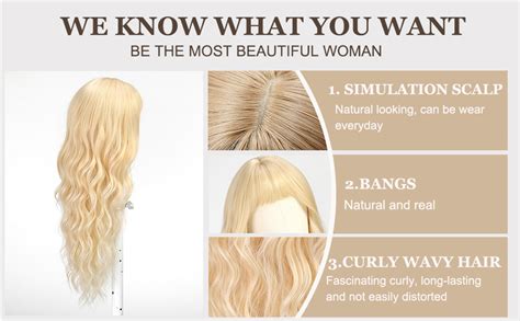 Esmee Long Wavy Blonde Wig For Women Natural Synthetic Hair Heat Resistant Wigs With Fringe