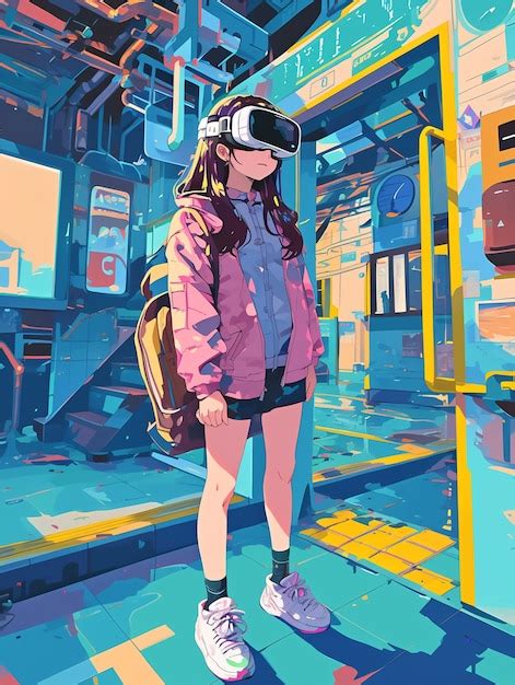 Anime Figur Mit Virtual Reality Brille Im Metaverse Kostenlose Foto