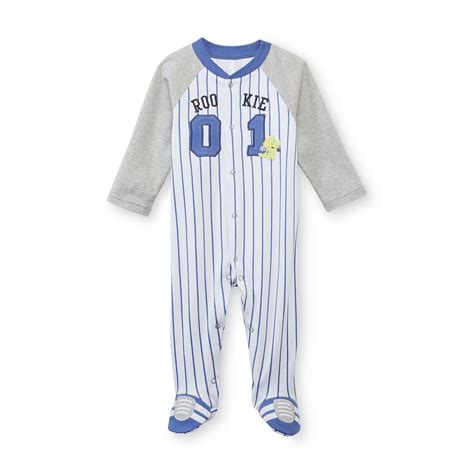 Little Wonders Newborn Boys Footed Sleeper Pajamas Baseball Rookie