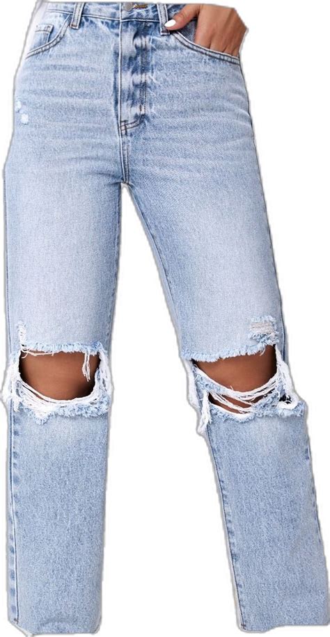 Ripped Raw Cut Straight Leg Jeans Straight Leg Jeans Fall Fashion