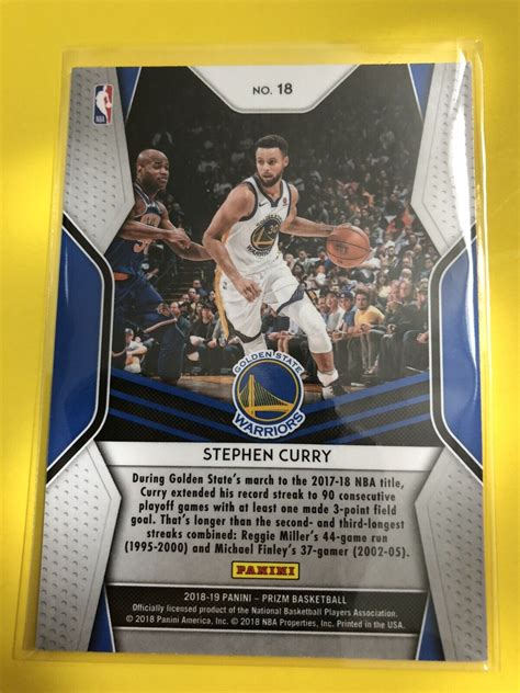 2018 19 Panini Prizm Stephen Curry Dominance Insert Golden State