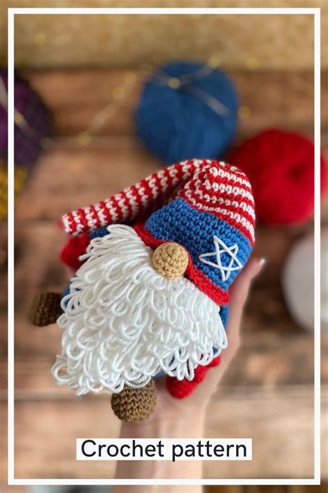 American Gnome Pattern Crochet Nordic Amigurumi Tutorial Patriot Gnome